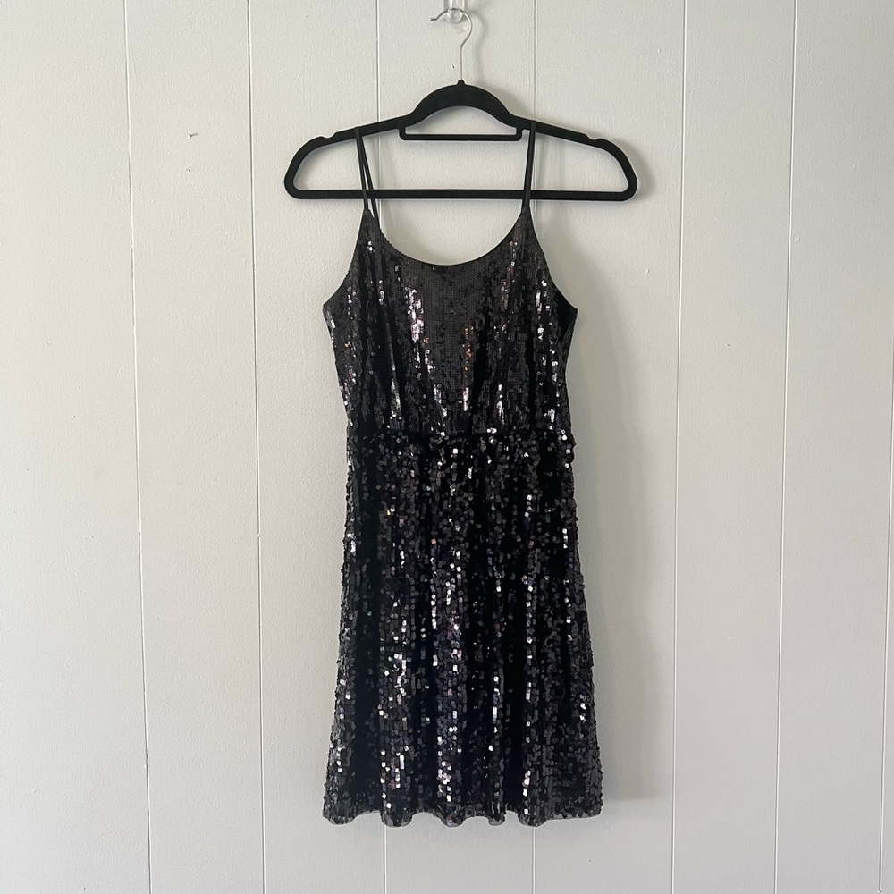 Express Black Sequin Party Dress